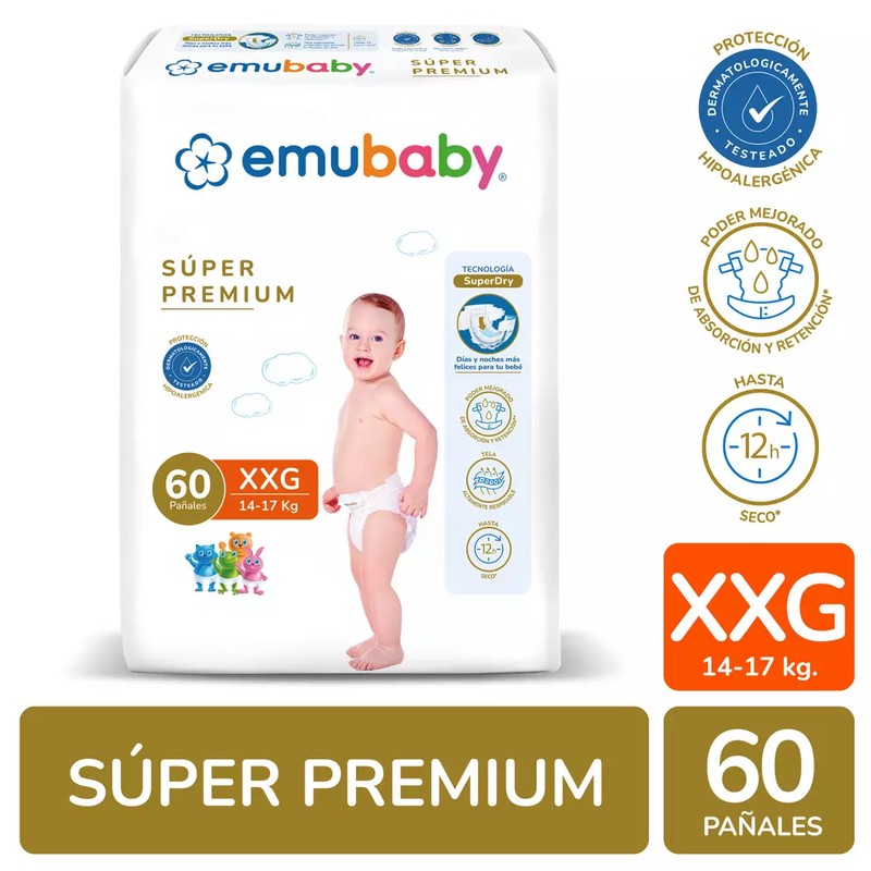 Emubaby Pañal Super Prem Xxg 60 Unidades