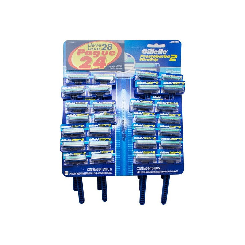 Gillette Prestobarba2 Maquina Ultra Grip x 28 Unidades