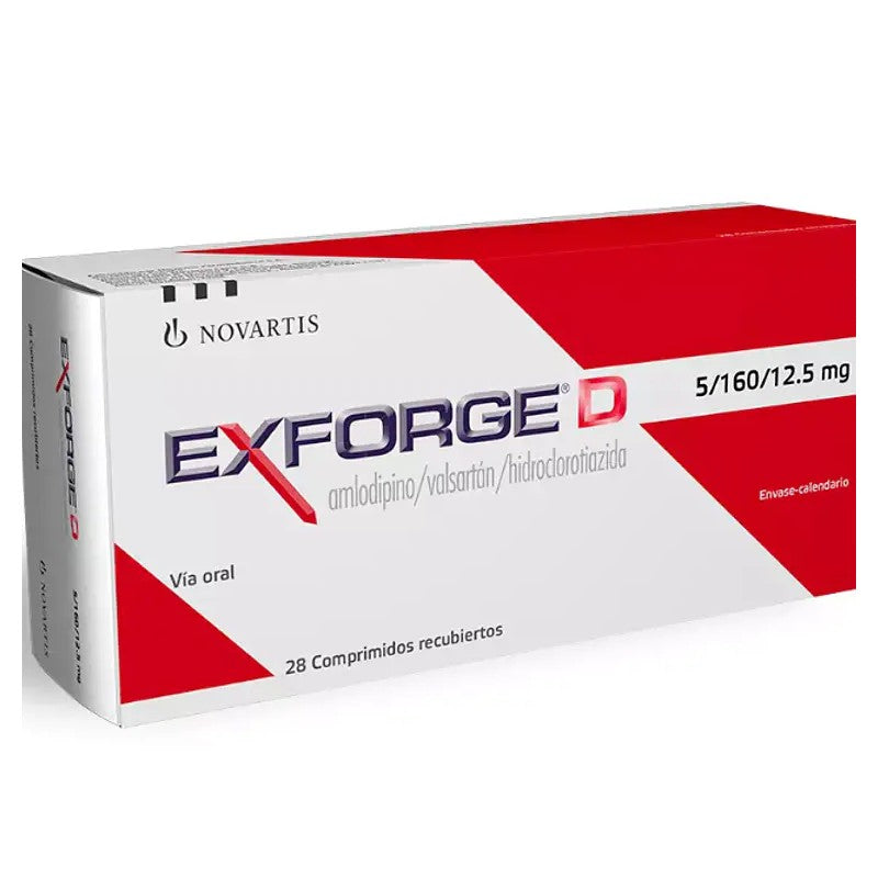 Exforge-D Comprimidos 5/160/12,5 mg x 28 (Valsartan/Amlodipino/Hidroclort)
