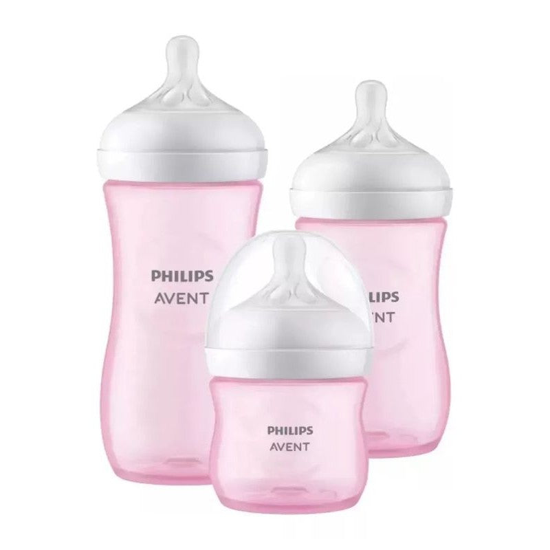 Avent Set Mamadera Natural Rosa 125 ml + Mamadera 260 ml + Mamadera 330 ml
