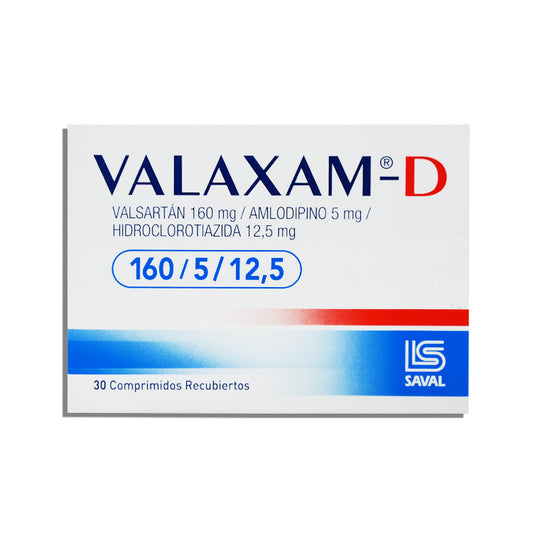 Valaxam-D Comprimidos 160/10/12,5 mg x 30 (Valsartan/Amlodipino/Hidroclort)