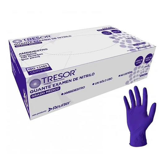 Guante Examen Nitrilo L/P Cobalto Tresor L x 100 Unidades (Guantes)