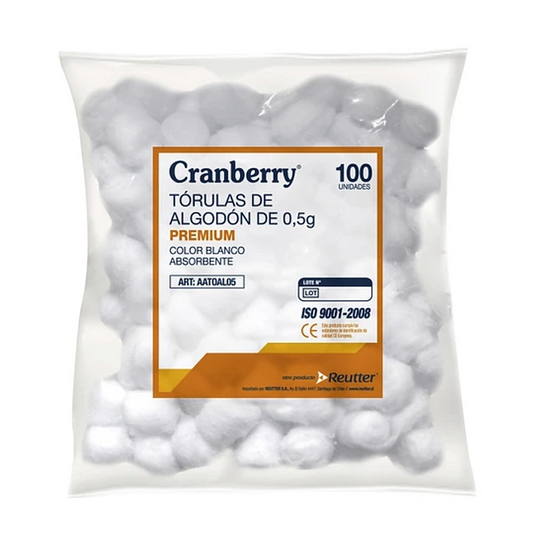 Cranberry Torulas De Algodon 3,5 Gr. Bolsa x 100 Reutter