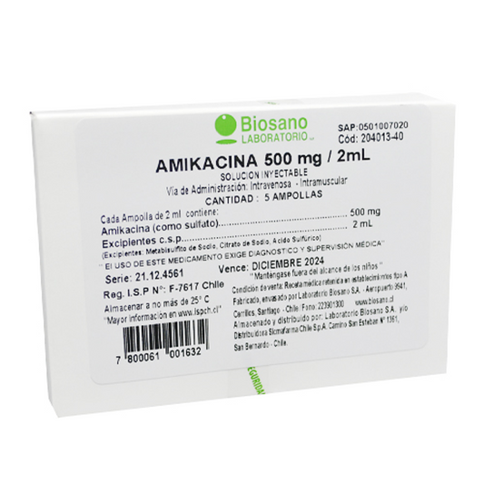 Amikacina 500mg/2ml Amp x 5 Biosano