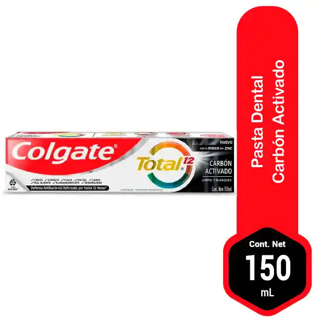 Colgate Crema Total 12 Charcoal x 150 ml (Crema Dental Adulto)