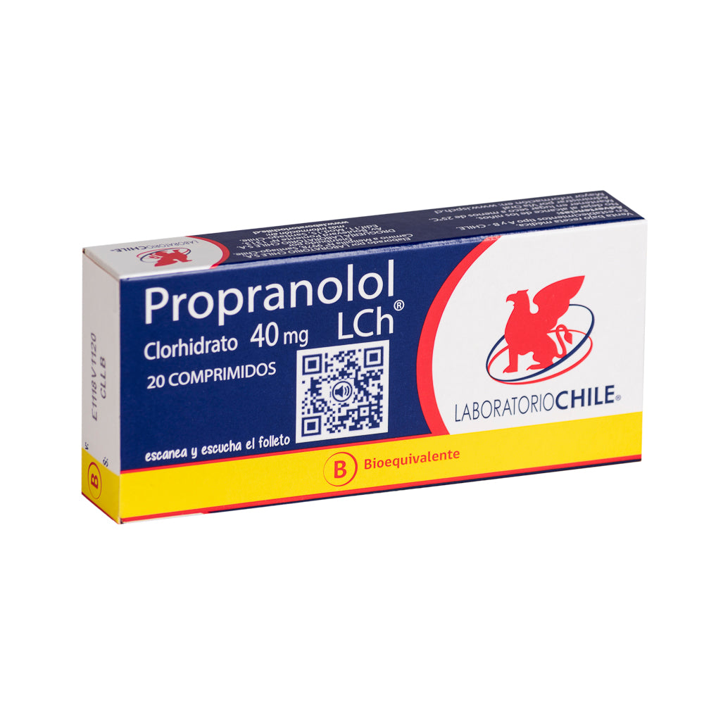Propranolol Comprimidos 40 mg x 20 Chile (Propanolol)