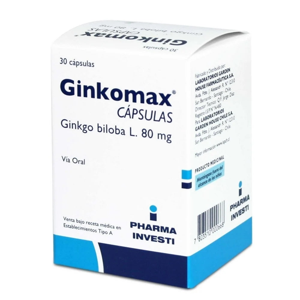 Ginkomax Cápsulas 80 mg x 30 (Ginkgo Biloba)