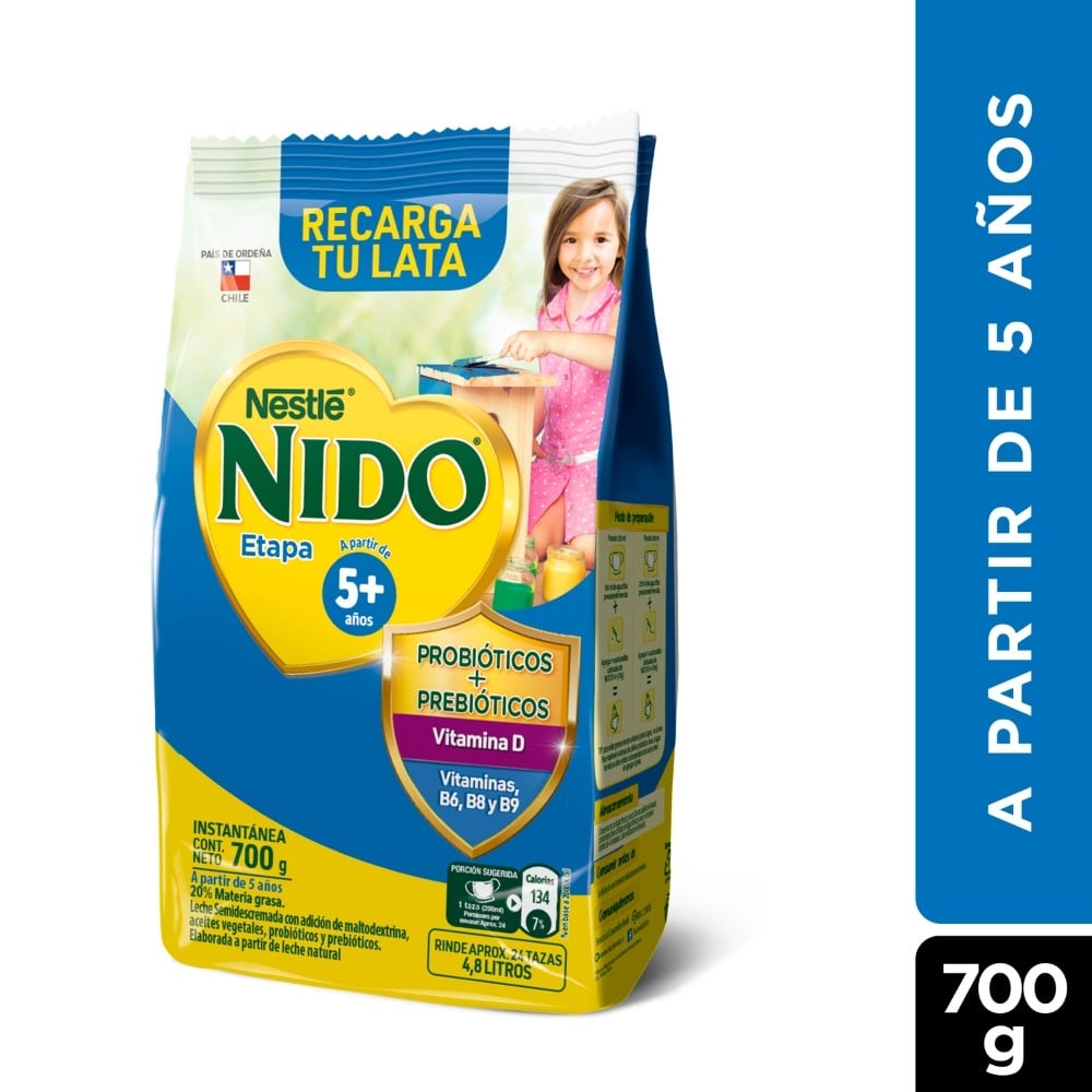 Nido 1+Prebio C/Lactob Polvo x 700 Gr