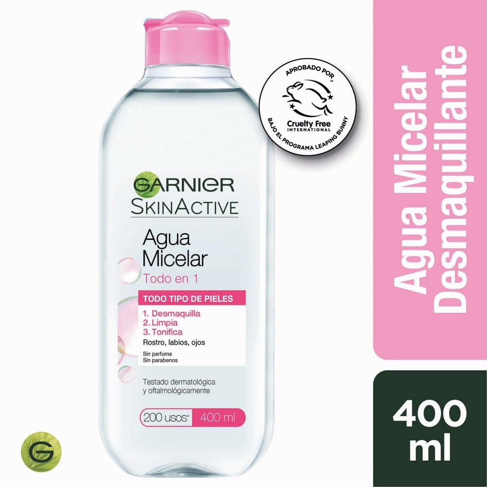 Garnier Skin Active Locion Micelar x 400 ml Todo En 1 (Desmaquillante Y Limpieza)