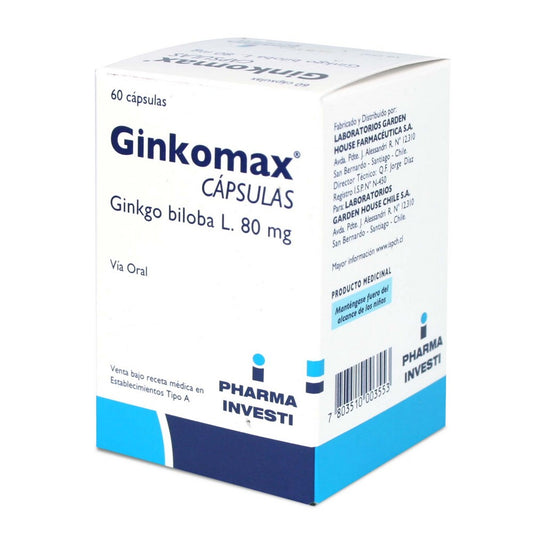 Ginkomax Cápsulas 80 mg x 60 (Ginkgo Biloba)