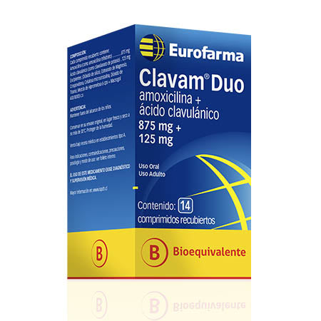 Clavam Duo Comprimidos 875/125 mg x 20 (Amoxicilina/Ácido Clavulánico)