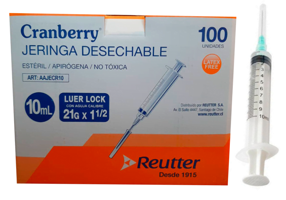 Cranberry Jeringa 10 Cc Lock C/A 21 x 1 1/2 x 100 Reutter (Jeringas)