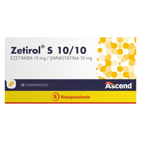 Zetirol S Comprimidos 10/10 mg x 28 Ascend (Ezetimibe/Simvastatina)