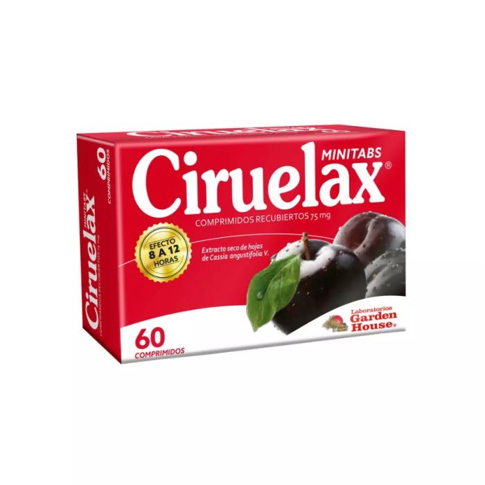 Ciruelax Minitab Comprimidos 75 mg x 60 (Cassia Angustifolia/Sen Alejandria)