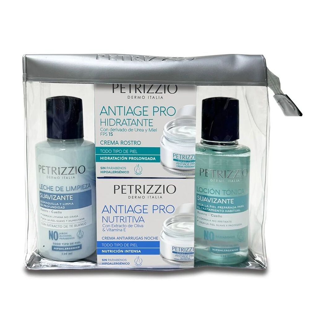 Petrizzio Cuatripack Crema Dia + Noche + Locion Tonica + Leche De Limpieza (Cuidado Facial)