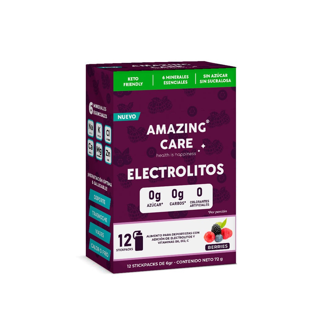 Amazing Care Electrolitos En Polvo Berries x 30 Unidades