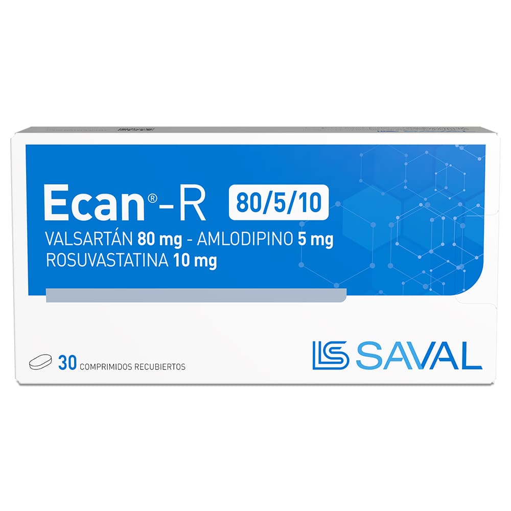 Ecan R 80/5/10 mg Comprimidos x 30 (Valsartan/Amlodipino/Rosuvastatina)