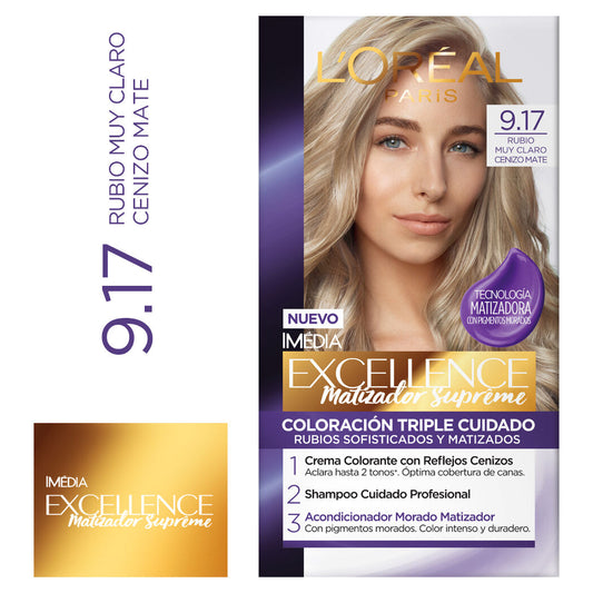 Excellence Tinte 9.17 Rub Muy Claro Cenizo Matte
