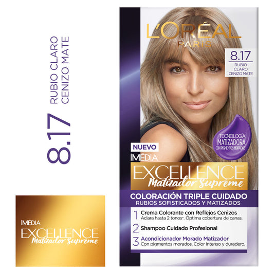Excellence Tinte 8.17 Rubio Claro Cenizo Matte (Coloracion)
