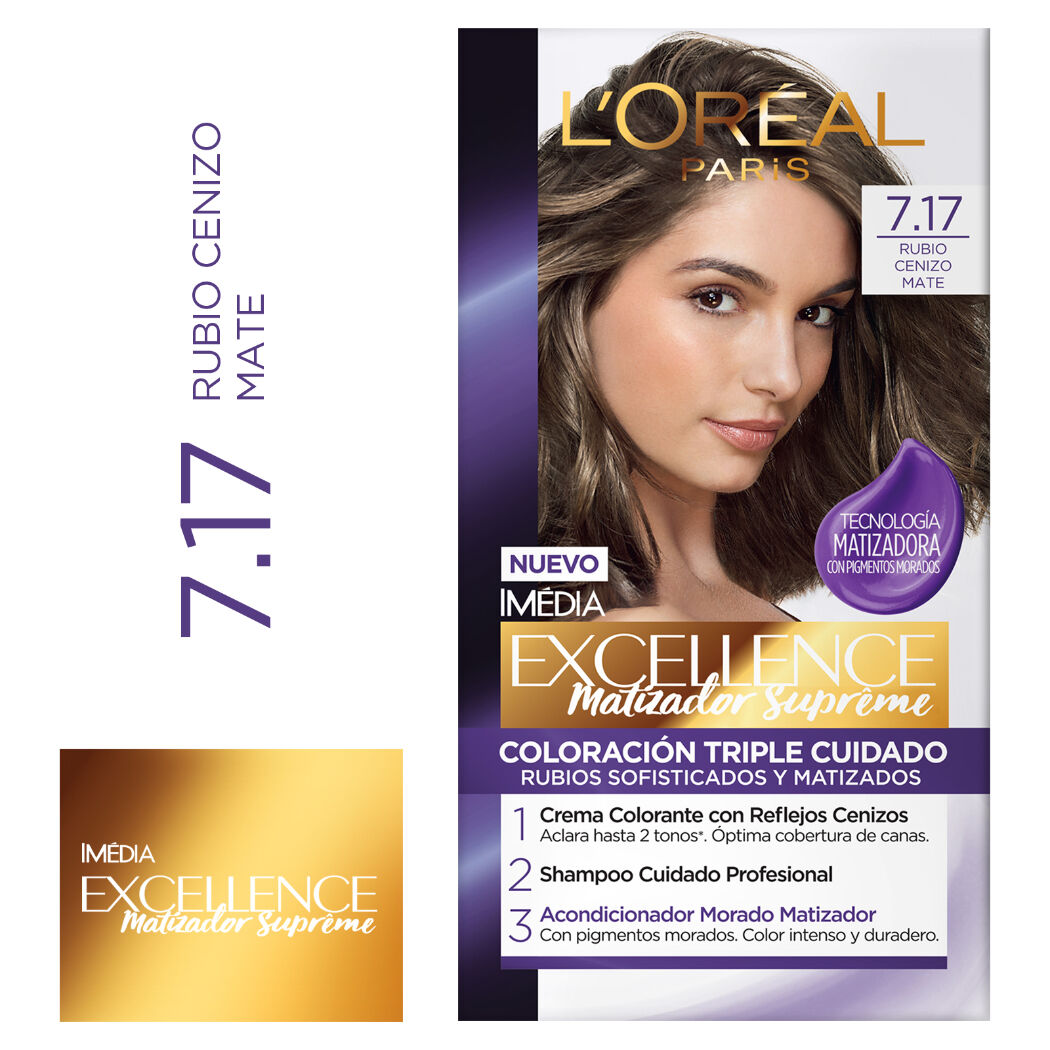 Excellence Tinte 7.17 Rubio Cenizo Matte (Coloracion)