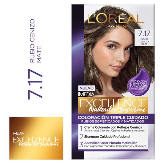 Excellence Tinte 7.17 Rubio Cenizo Matte (Coloracion)