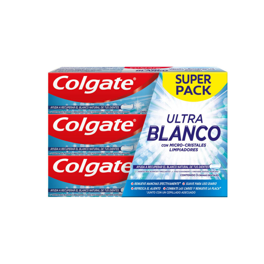 Colgate Crema Ultra Blanco x 90 Gr x 3 Unidades (Crema Dental Adulto)