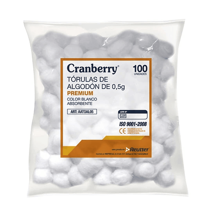 Cranberry Torulas De Algodon 0,5 Gr.Bolsa x 100 Reutter