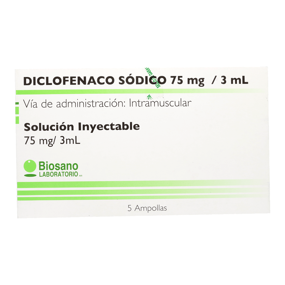 Diclofenaco Amp 75mg/3ml x 5 Biosano