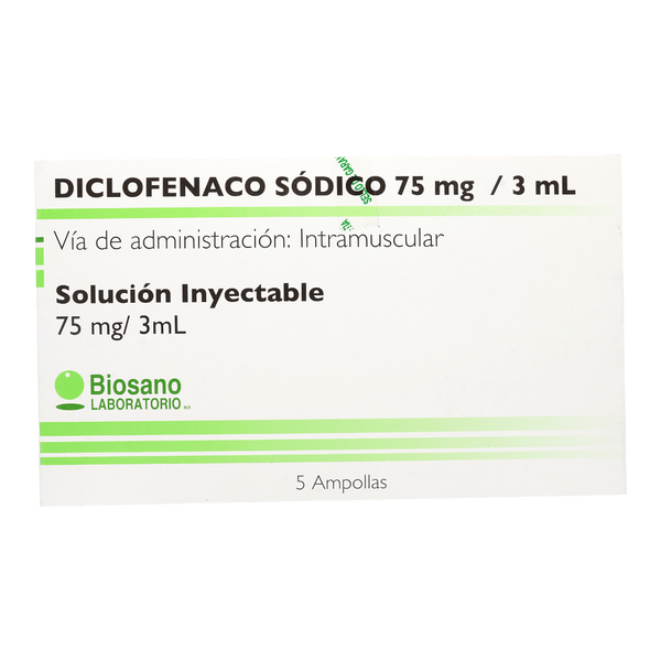 Diclofenaco Amp 75mg/3ml x 5 Biosano