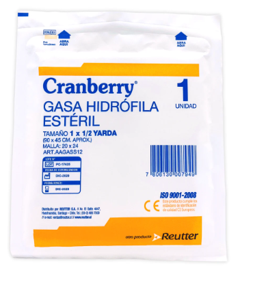 Gasa Sobres 1X1/2 Yarda Unidades x 12 Reutter