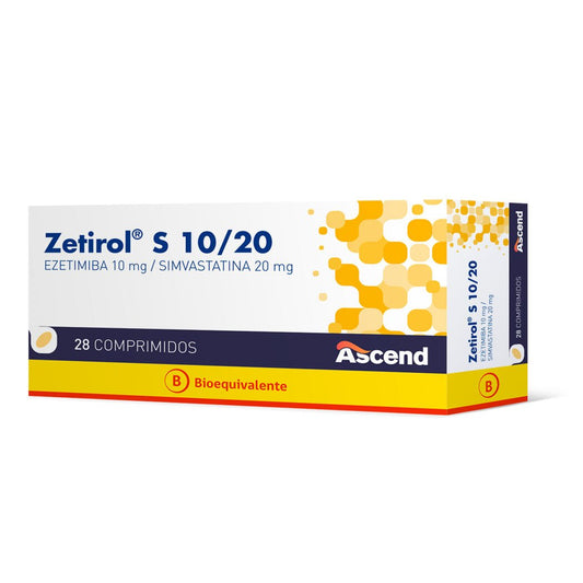 Zetirol S Comprimidos 10/20 mg x 28 Ascend (Ezetimibe/Simvastatina)