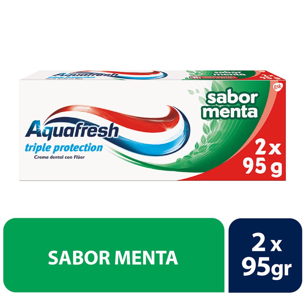 Aquafresh Sabor Menta 2 x 95 Gr Pack
