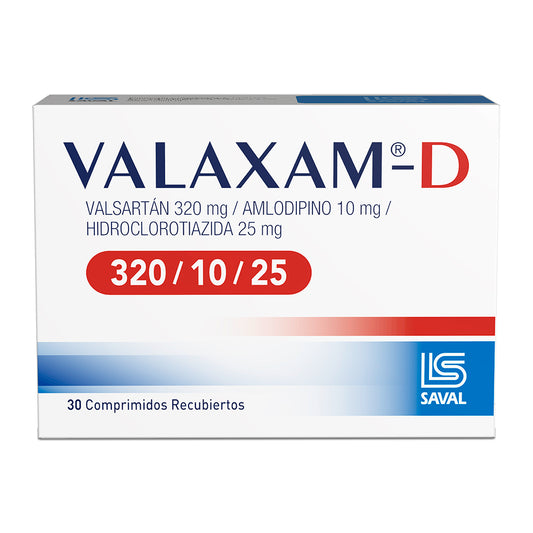 Valaxam-D Comprimidos 320/10/25 mg x 30 (Valsartan/Amlodipino/Hidroclort)