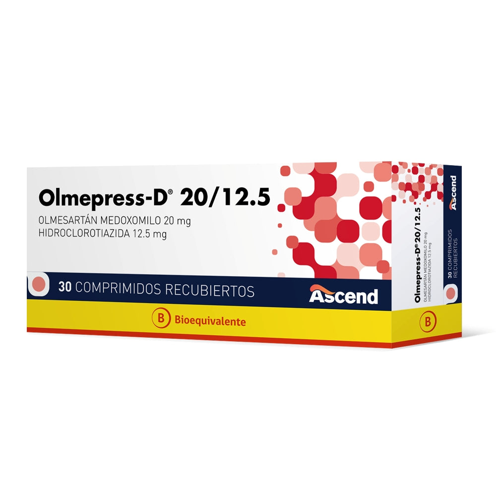 Olmepress D Comprimidos 20/12,5 mg x 30 (Olmesartan + Hidroclorotiazida)