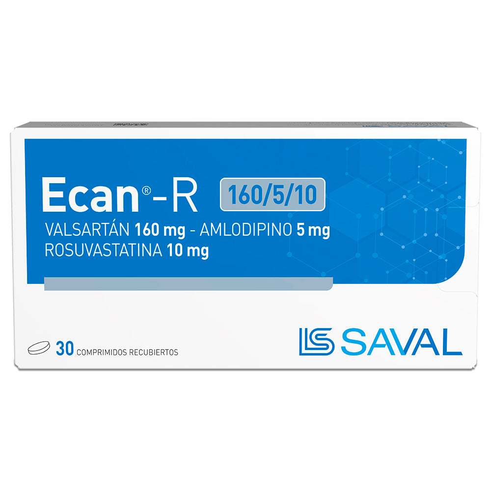 Ecan R 160/5/10 mg Comprimidos x 30 (Valsartan/Amlodipino/Rosuvastatina)