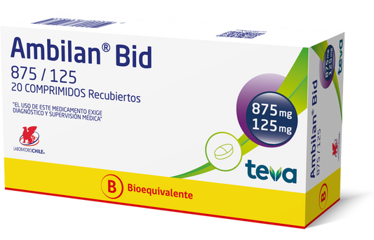 Ambilan Bid Comprimidos Rec x 875/125 mg x 14 (Amoxicilina/Ácido Clavulánico)