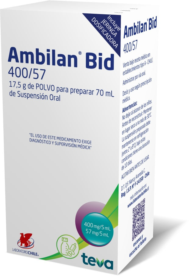 Ambilan Bid Sus 400/57 mg x 70 ml (Amoxicilina/Ácido Clavulánico)