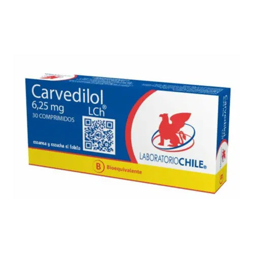 Carvedilol Comprimidos 6,25 mg x 30 Chile