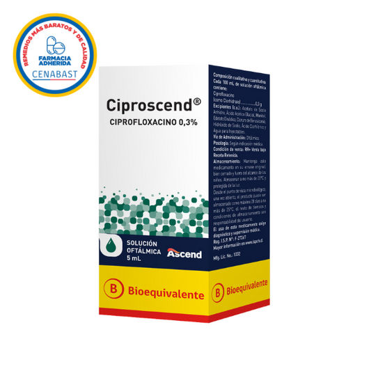 Ciproscend Solución Oftalmica 0,3% x 5 ml (Ciprofloxacino)