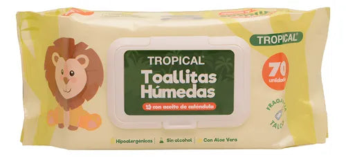 Toallas Humedas Tropical Con Aceite De Calendula C/Tapa x 70 Unidades