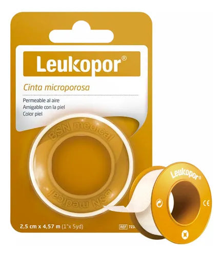 Leukopor C/Microporosa 2,5 Cm x 4,57 Metros C/Piel x 12 Unidades Bsn