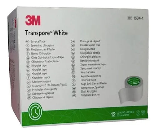 Transpore White 2.5 Cm x 9.1 Metros x 12 Unidades