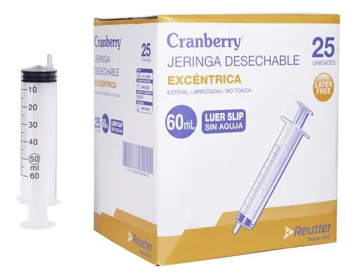 Cranberry Jeringa 60 ml Slip S/A Excentrica Caja x 25 Unid Reutter (Jeringas)