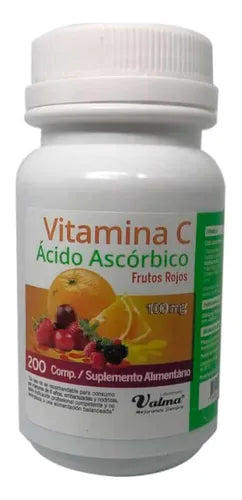 Vitamina C 100 mg x 200 Comprimidos Frutos Rojos Valma