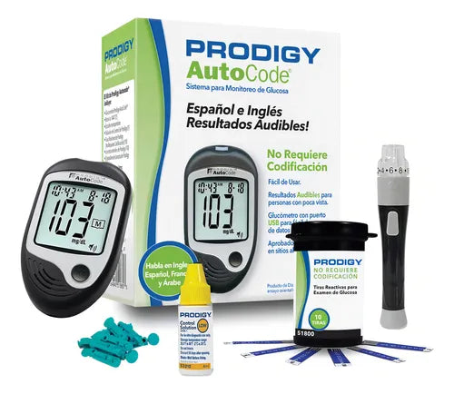 Prodigy Kit Glucometro +10 Tiras+ 10 Lancetas