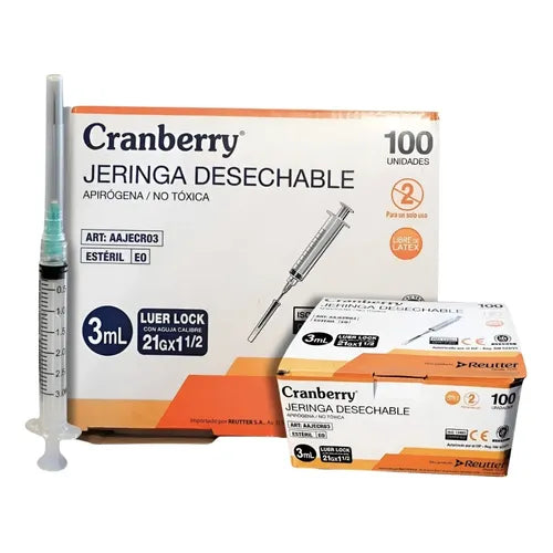 Cranberry Jeringa 10 Cc Luer Slip K C/A 21X1 1/2 Caja x 100 (Jeringas)