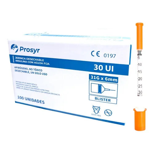 Jeringa 0,3 ml( 30 U.I.) 31 G x 8 Mm x 100 Unidades Nipro (Jeringas)