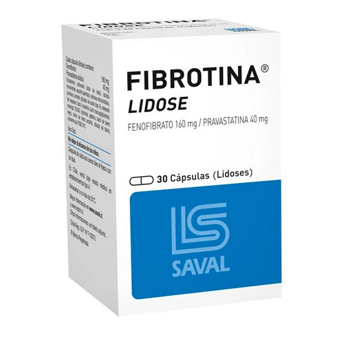 Fibrotina Lidose Cápsulas 160/40 mg x 30 (Fenofibrato / Pravastatina)