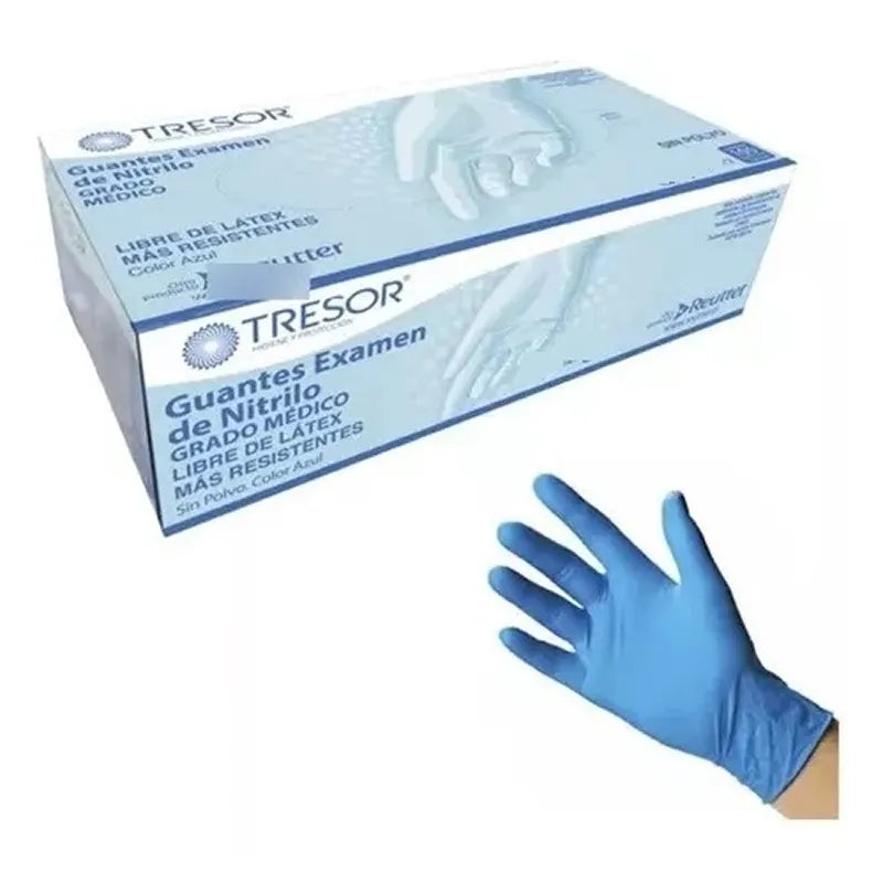 Guante Examen Vinilo L/P Azul Tresor L x 100 Unidades (Guantes)