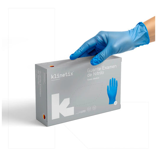 Guante Examen Nitrilo Alto Riesgo Azul Xl x 100 Unidades